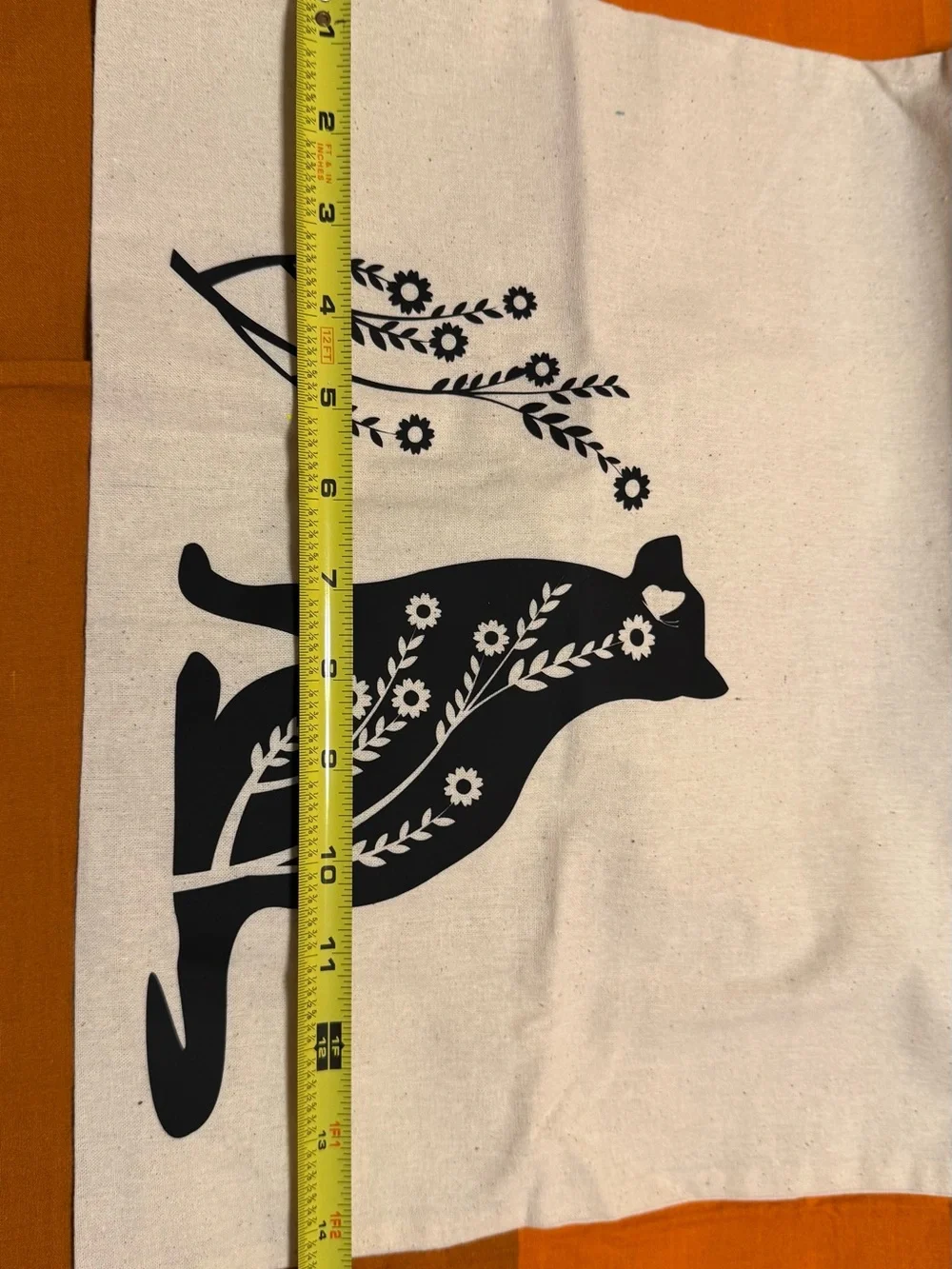 Cream Canvas Cat Tote with Black Floral Silhouette - Pet Accessory